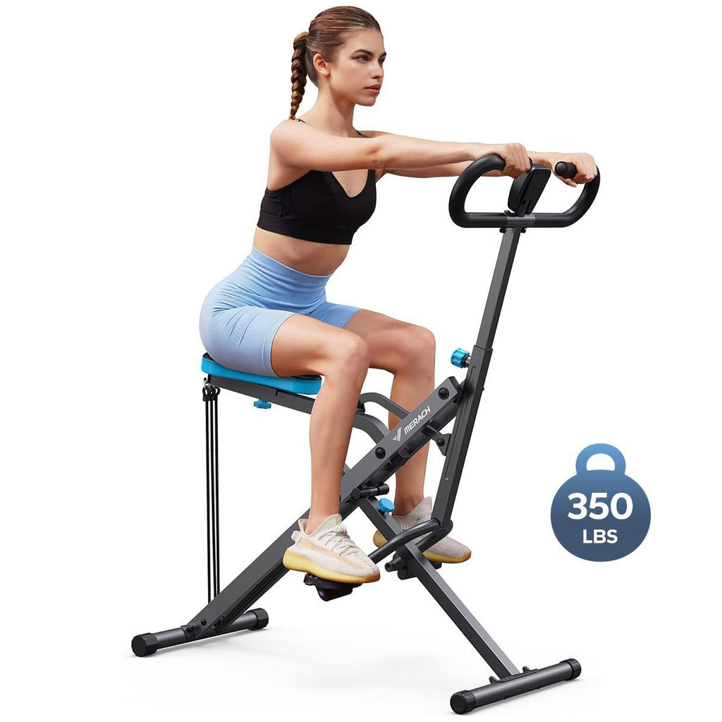 2-in-1 Squat Rowing Machine Adjustable Resistance Home Leg Glute Workout Trainer