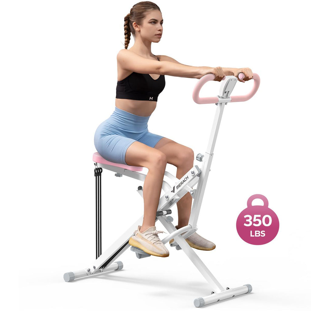 350LBS Capacity 2-in-1 Squat Rowing Machine With LCD Monitor Home Fitness Gear